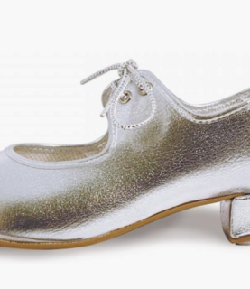 SILVER PU LOW HEEL TAP SHOES