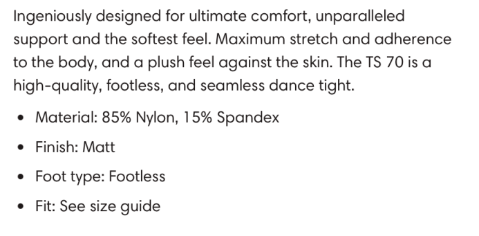 SO DANCA FOOTLESS DANCE TIGHTS (TS70/TS69) - Image 2