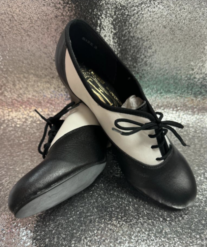 CABARET LADIES BALLROOM DANCE SHOE BLACK AND WHITE UK 3 (2" HEEL)