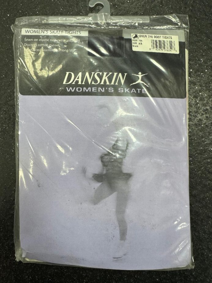 DISCONTINUED DANSKIN OVER THE BOOT BLACK ICE SKATING TIGHTS STYLE 704 SIZE A/B