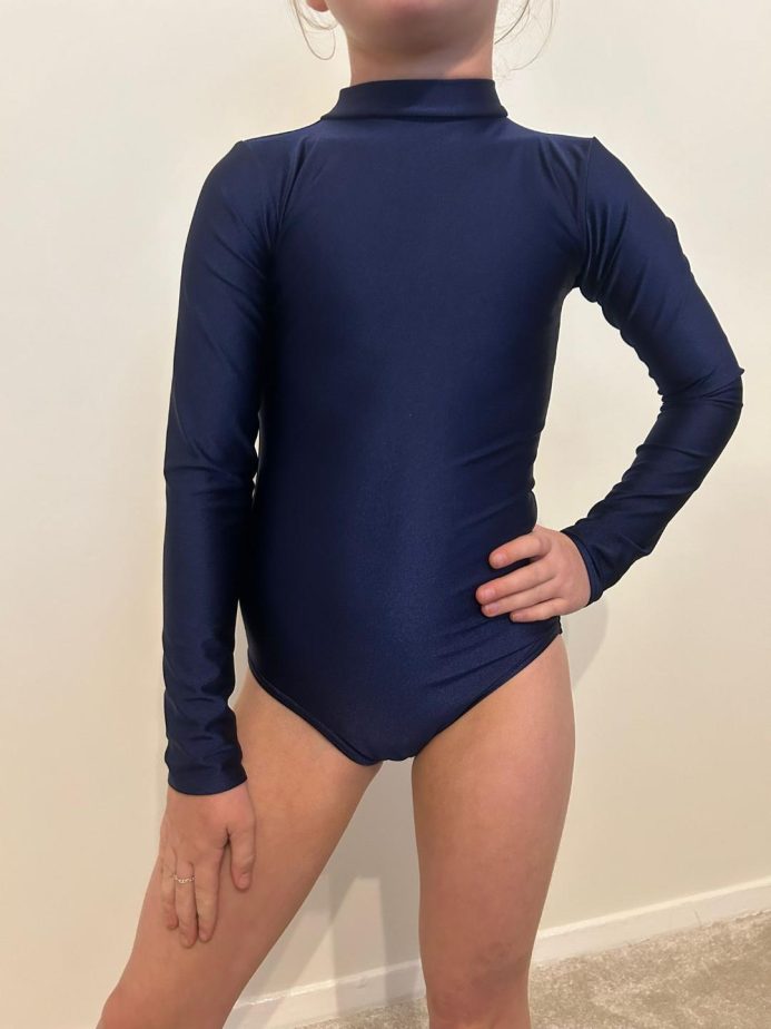 TONI NAVY LONG SLEEVED LEOTARD HIGH NECK