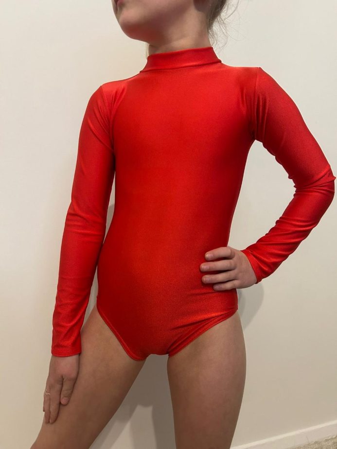 TONI RED LONG SLEEVED HIGH NECK LEOTARD FREESTYLE