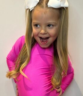 TONI FLO PINK LONG SLEEVED LEOTARD HIGH NECK KEYHOLE BACK FREESTYLE