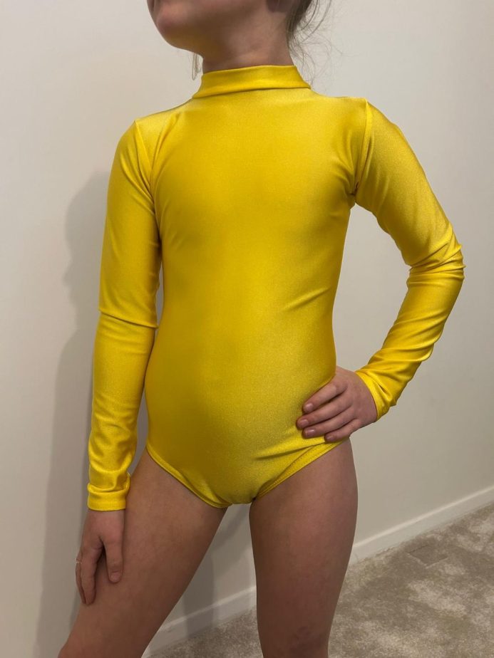 TONI SUNSHINE YELLOW LONG SLEEVED LEOTARD HIGH NECK